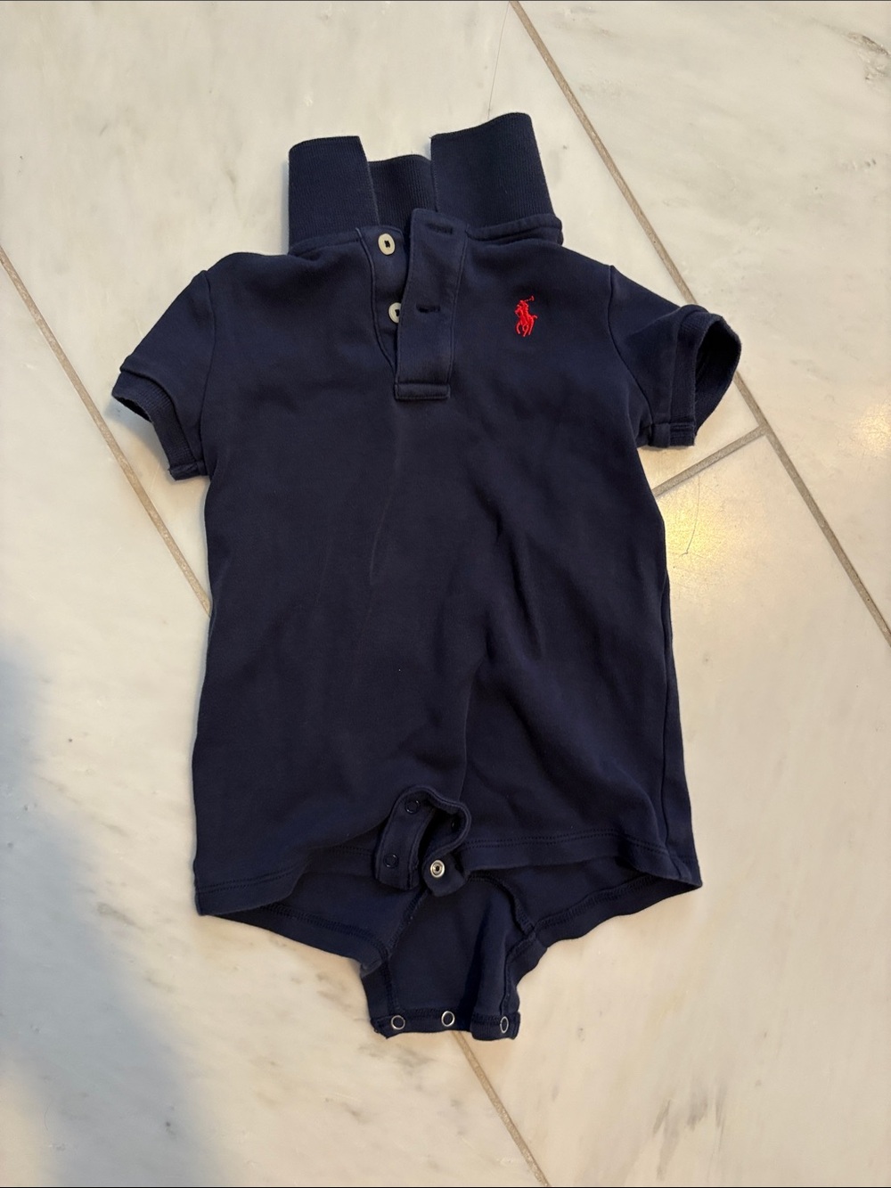 Ralph Lauren Navy Baby Polo One-Piece shortie 12m